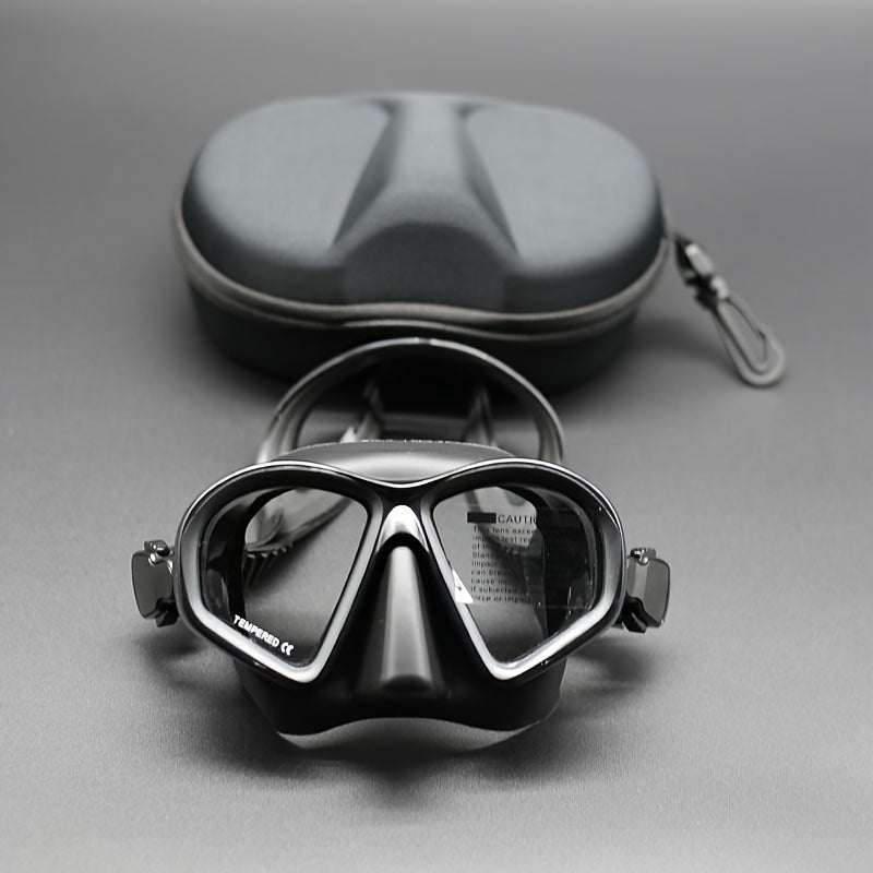 Case Tempered Diving Mask with Storage for Dive Goggles with Anti-Fog and Camera Mount