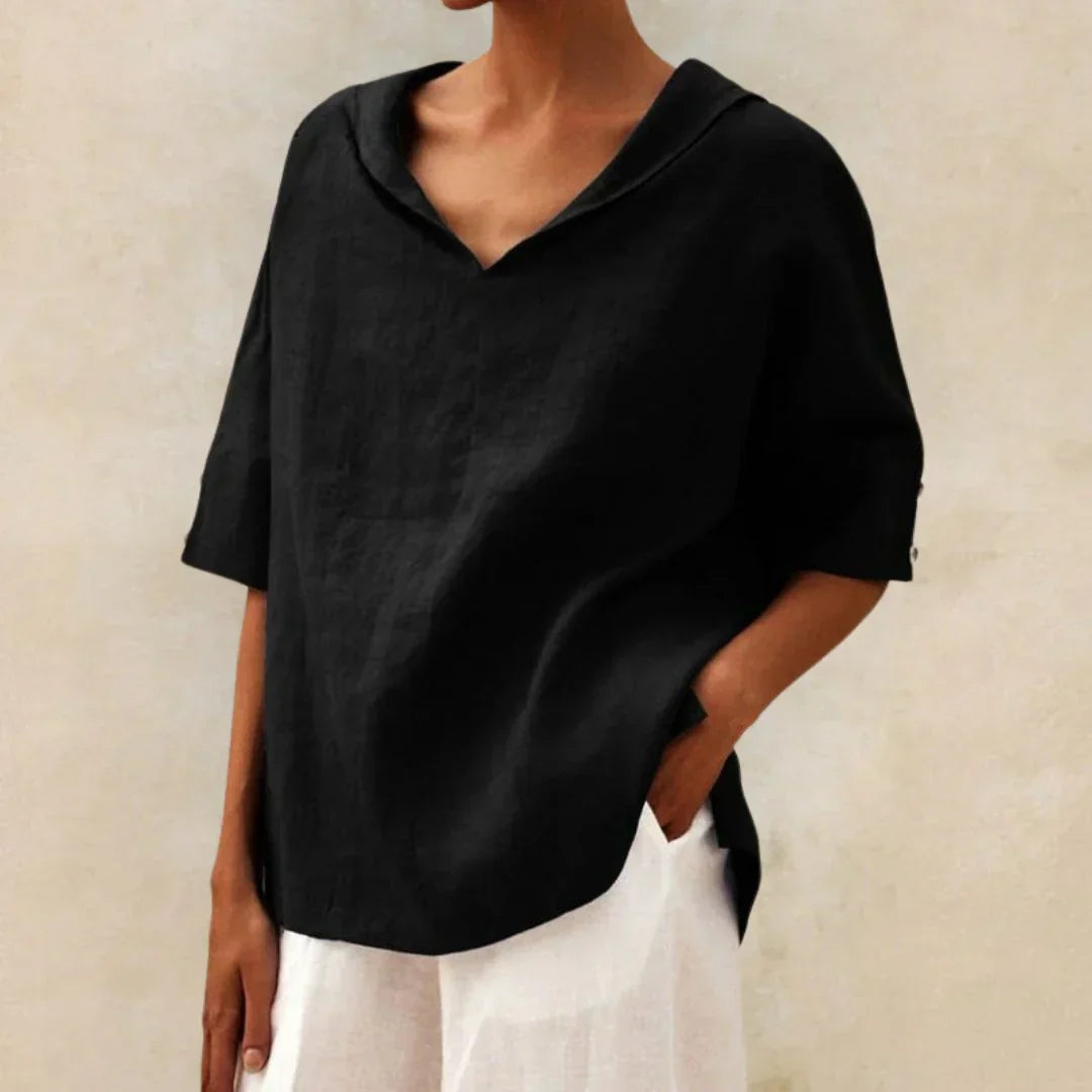 Linen Shirt for Women with Collar and Button Closure for Summer