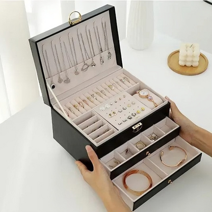 Organiser Multi-Layer Jewellery for Compact Storage Box with Drawers and Lock