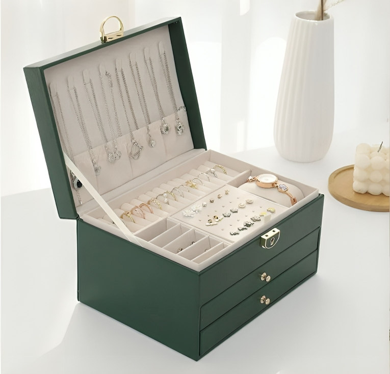 Organiser Multi-Layer Jewellery for Compact Storage Box with Drawers and Lock