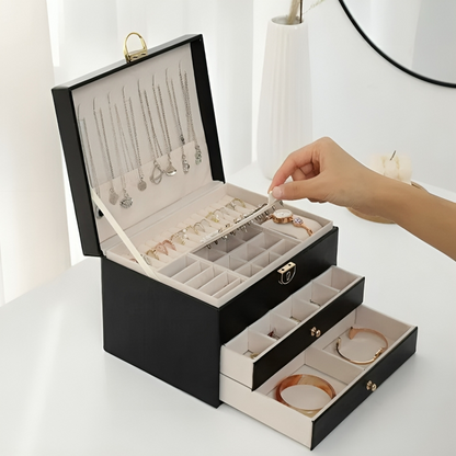 Organiser Multi-Layer Jewellery for Compact Storage Box with Drawers and Lock