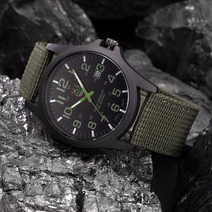Watch with Robust Water-Resistant Men's Military Design and Date Function