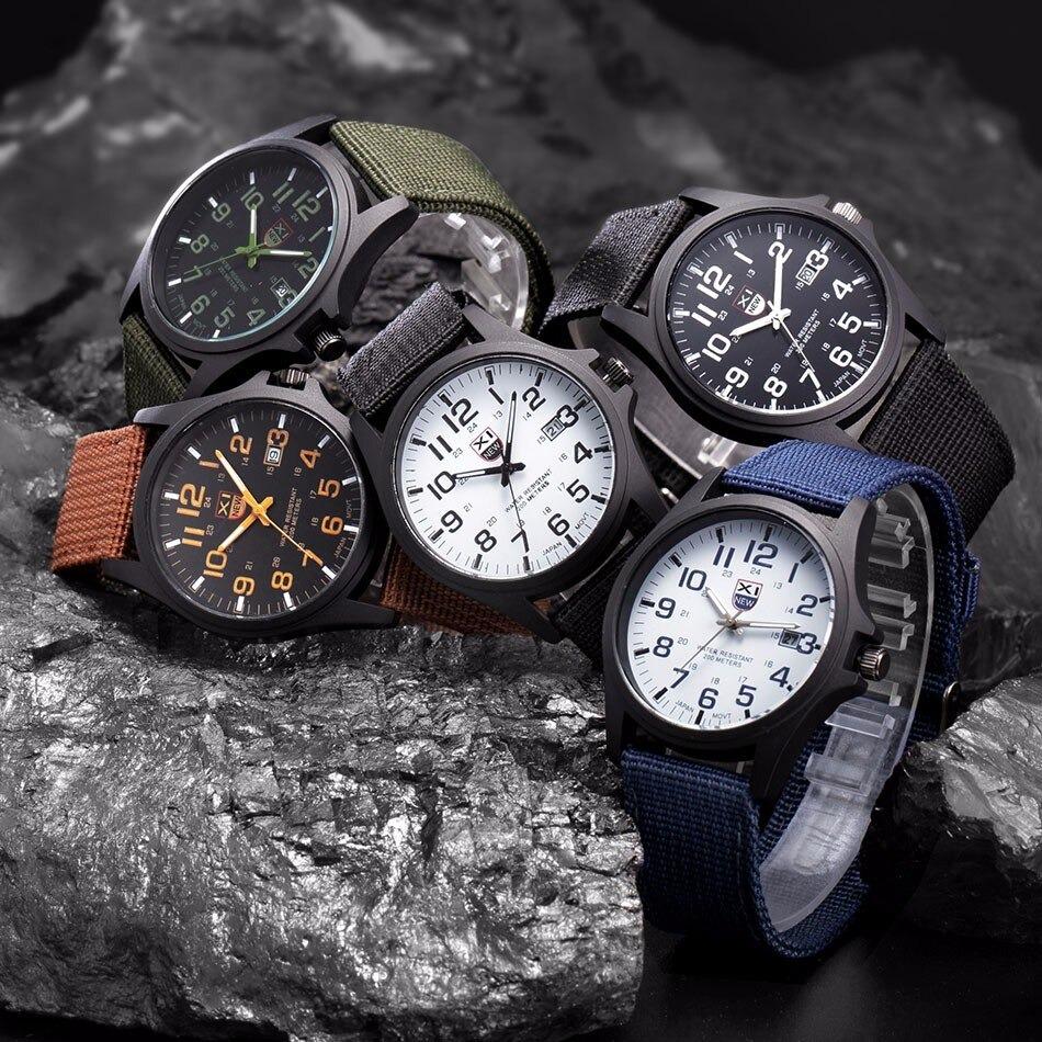 Watch with Robust Water-Resistant Men's Military Design and Date Function