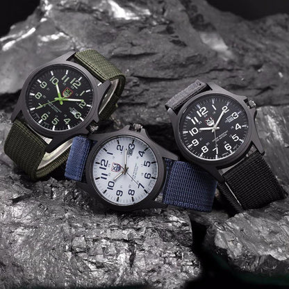 Watch with Robust Water-Resistant Men's Military Design and Date Function