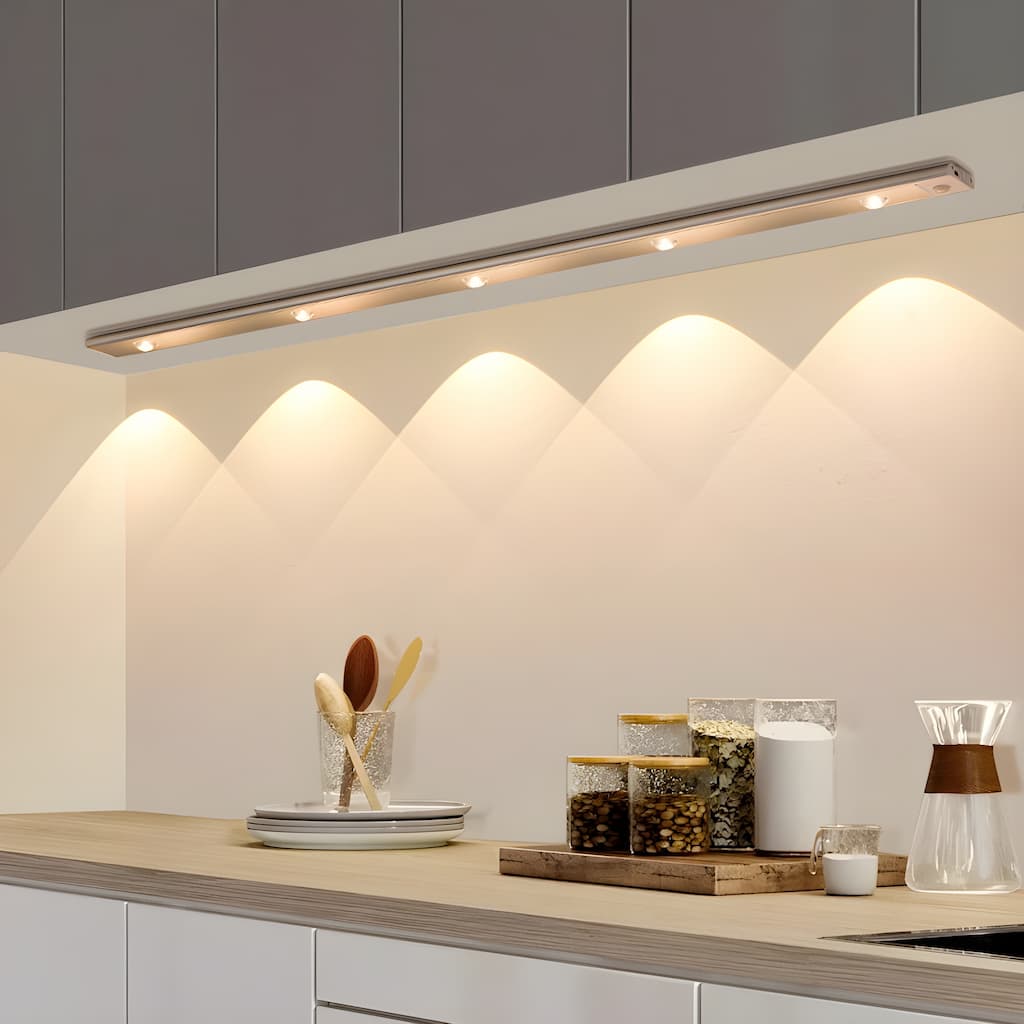 Cabinet with Wireless LED Lighting with Motion Sensor and Rechargeable Battery for Convenience