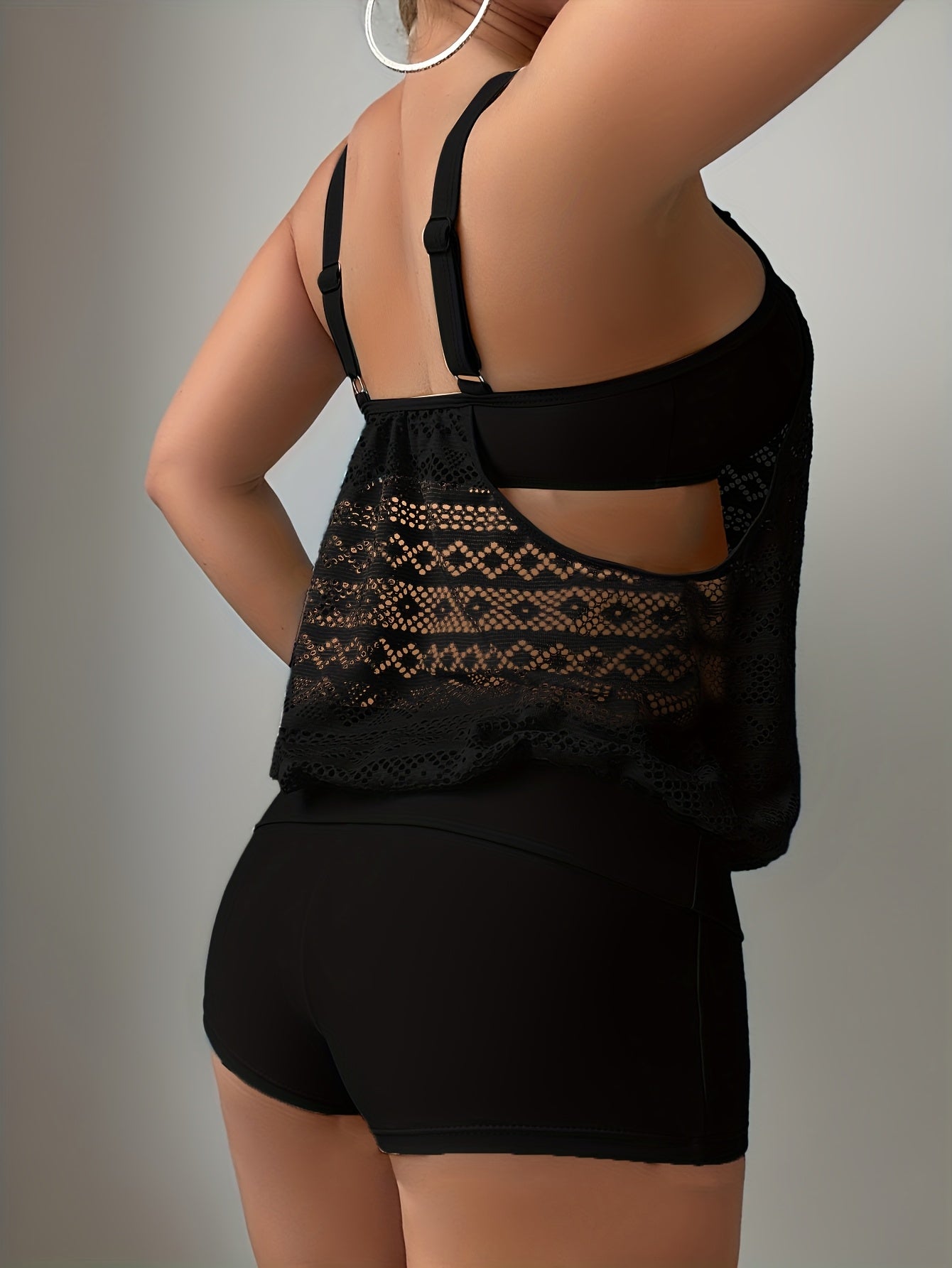 Tankini Women Lace Pattern Tankini with Comfortable Stretch Fit
