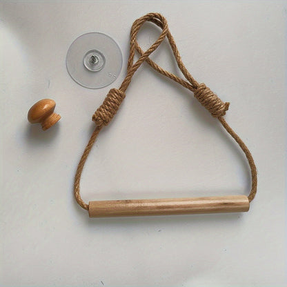 Holder Rustic Toilet Paper for Macramé Rope and Wooden Rod for Bathroom