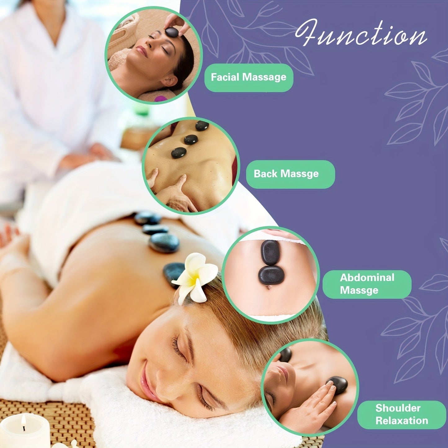Set Professional Stone Massage for Complete with Heater