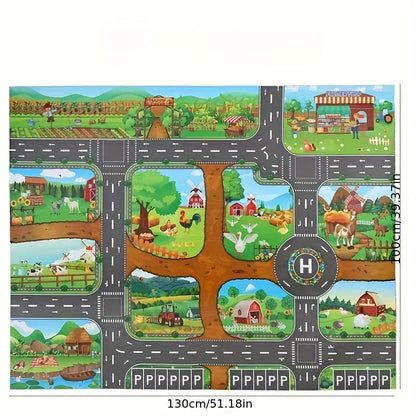 Mat with Interactive Play Adventure for Explore Farm and Traffic with Toys
