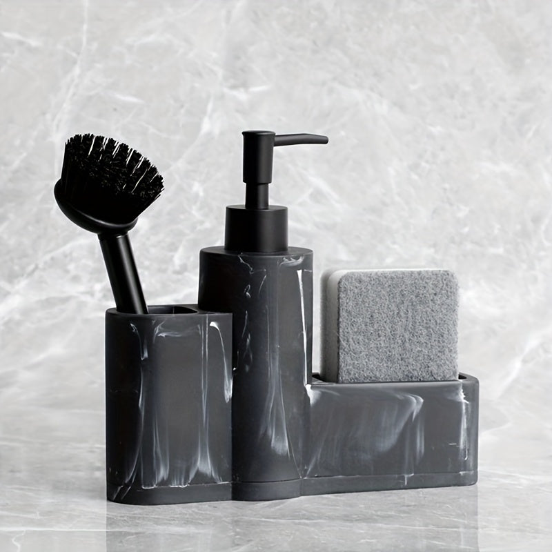 Kitchen Soap Dispenser with Brush and Sponge Holder