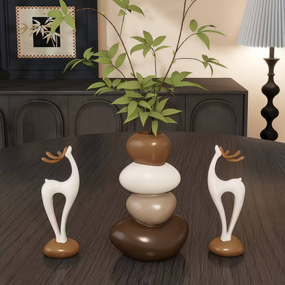 Vase with Decorative Resin Set with Sculptural Stone Design for Interiors