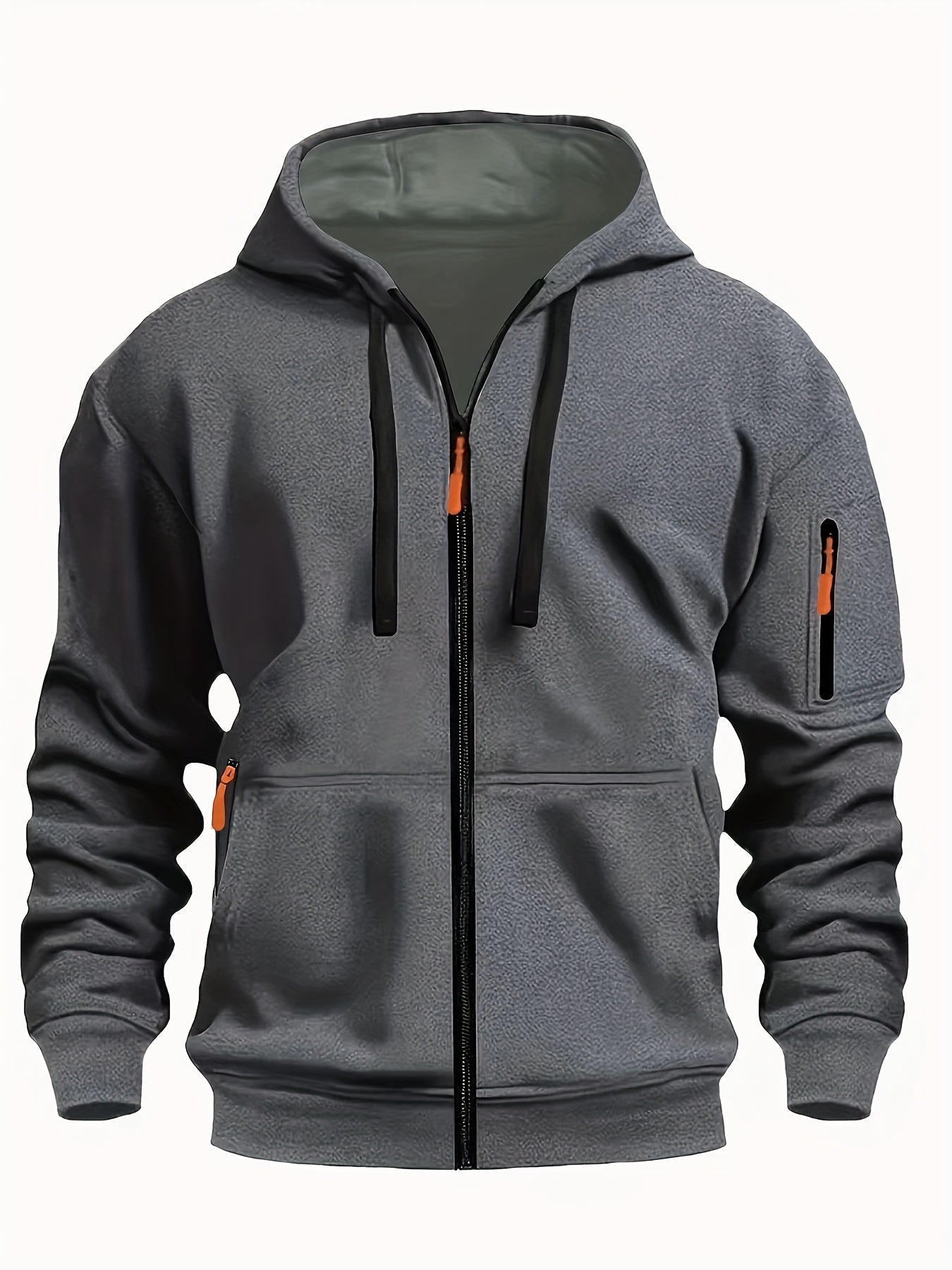 Men's Zip-Up Hoodie with Hood for Casual Outdoor Sweatshirt
