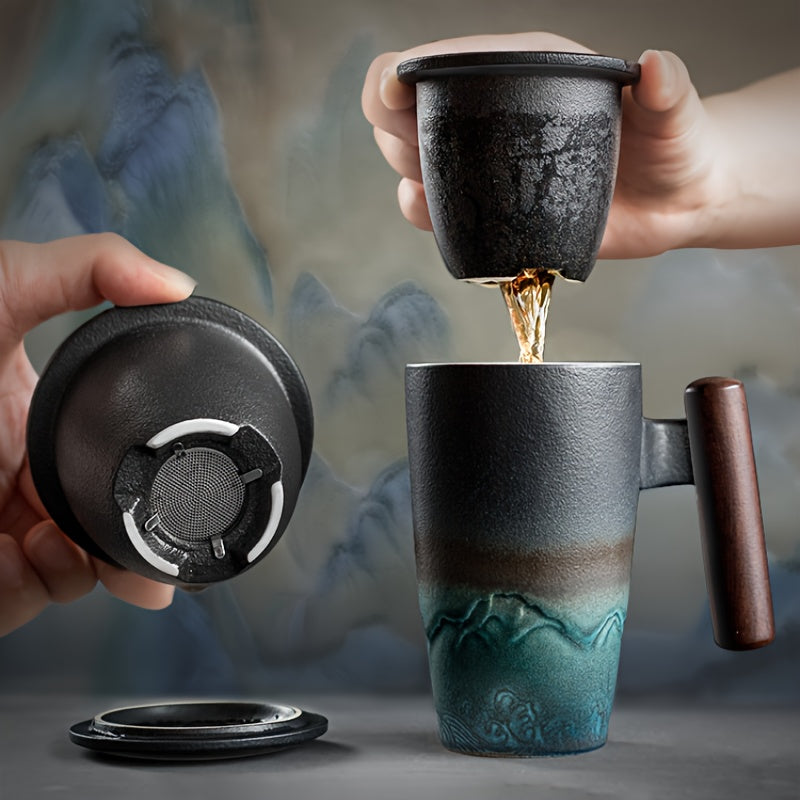 Mug with Handmade Ceramic Tea Strainer with Authentic Design and Practical Use