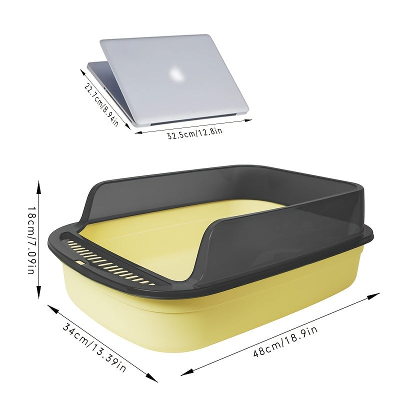 Cat Litter Tray with Raised Edge and Scoop with Splash-Free and Practical Design
