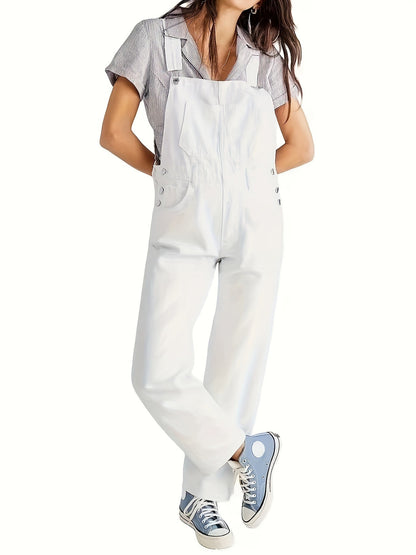 Ladies Denim Dungarees for Casual Overall with Loose Fit
