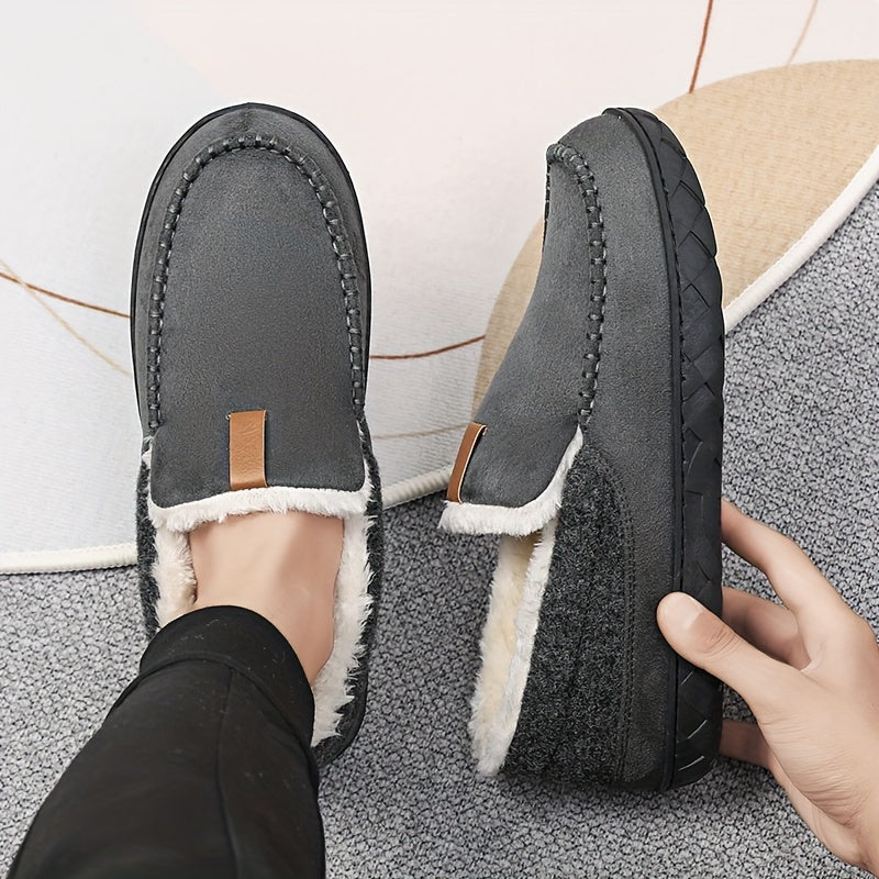 Warm Slippers for Men with Sheepskin Lining and Non-Slip Sole