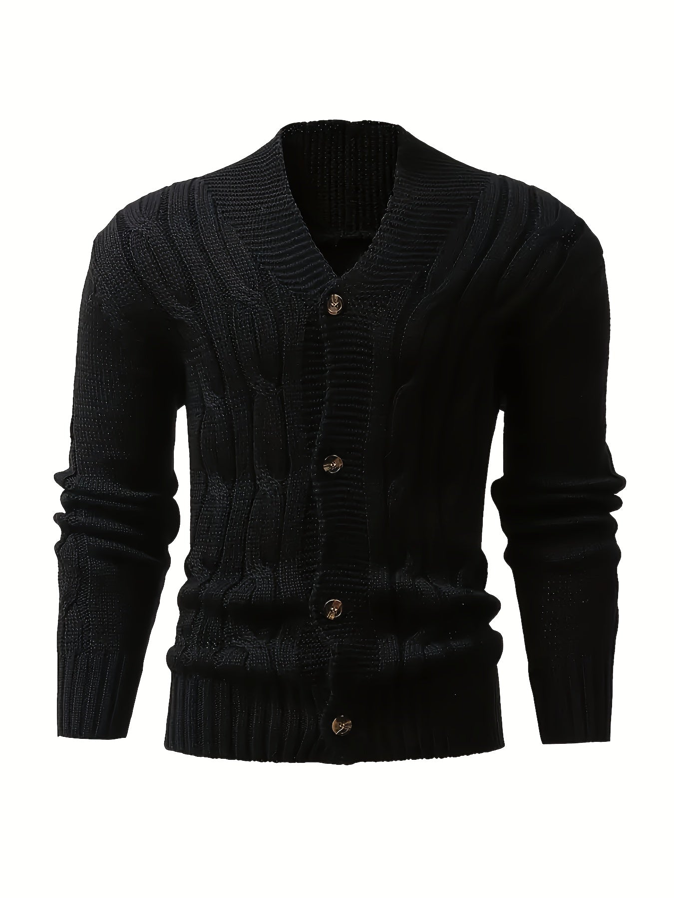 Men's Cable Knit Cardigan with V-Neck for Comfortable and Versatile