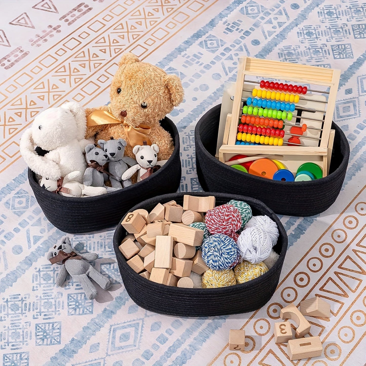 Storage Basket with Modern Woven Design for Wardrobe and Desk with Compact and Stylish Design