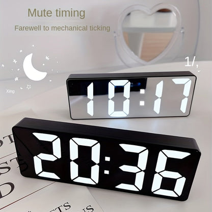 Clock with Digital LED Alarm Temperature Display and Adjustable Brightness