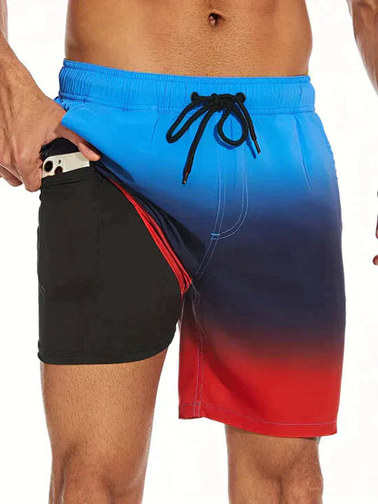 Men's Swim Shorts with Quick-Drying Fabric and Compression Liner