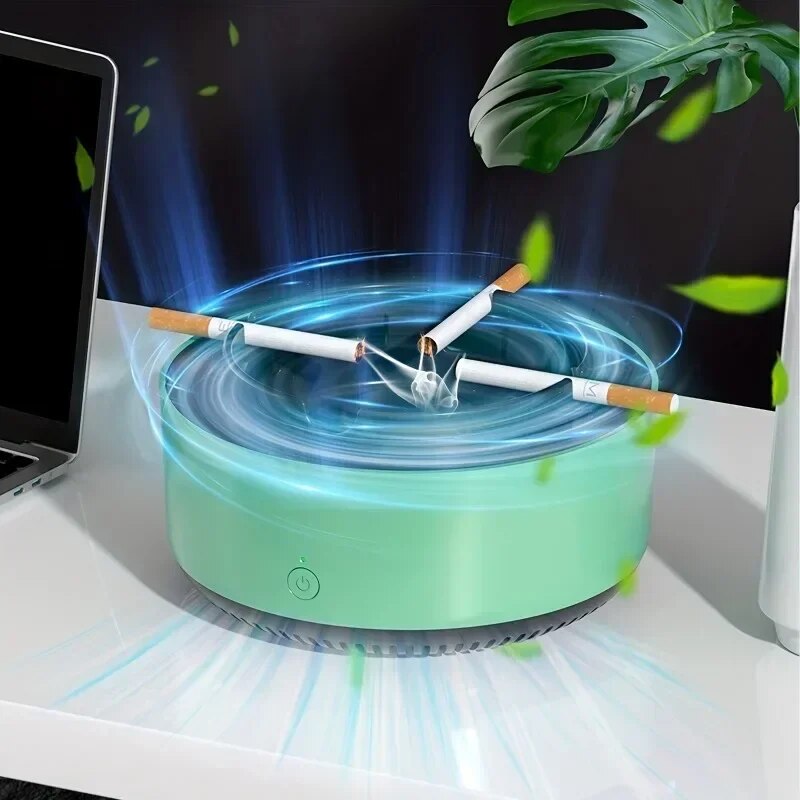 Air Purifying Ashtray with Smoke Extraction for Compact and Quiet for Indoor Use