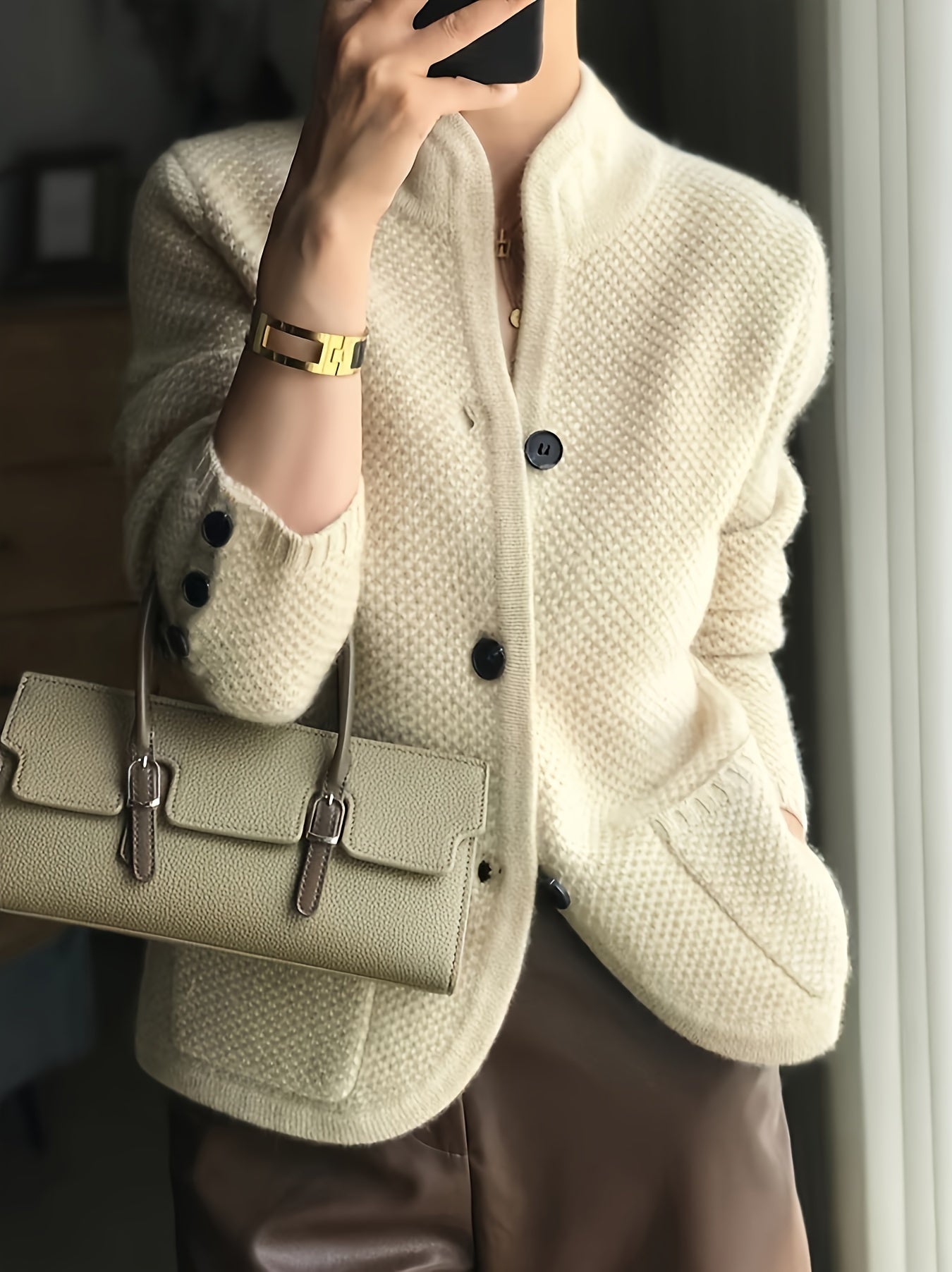 Ladies Knitted Sweater with High Neck for Comfortable and Timeless