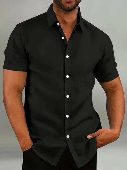 Light with Men's Short Sleeve Shirt Made from and Breathable Material