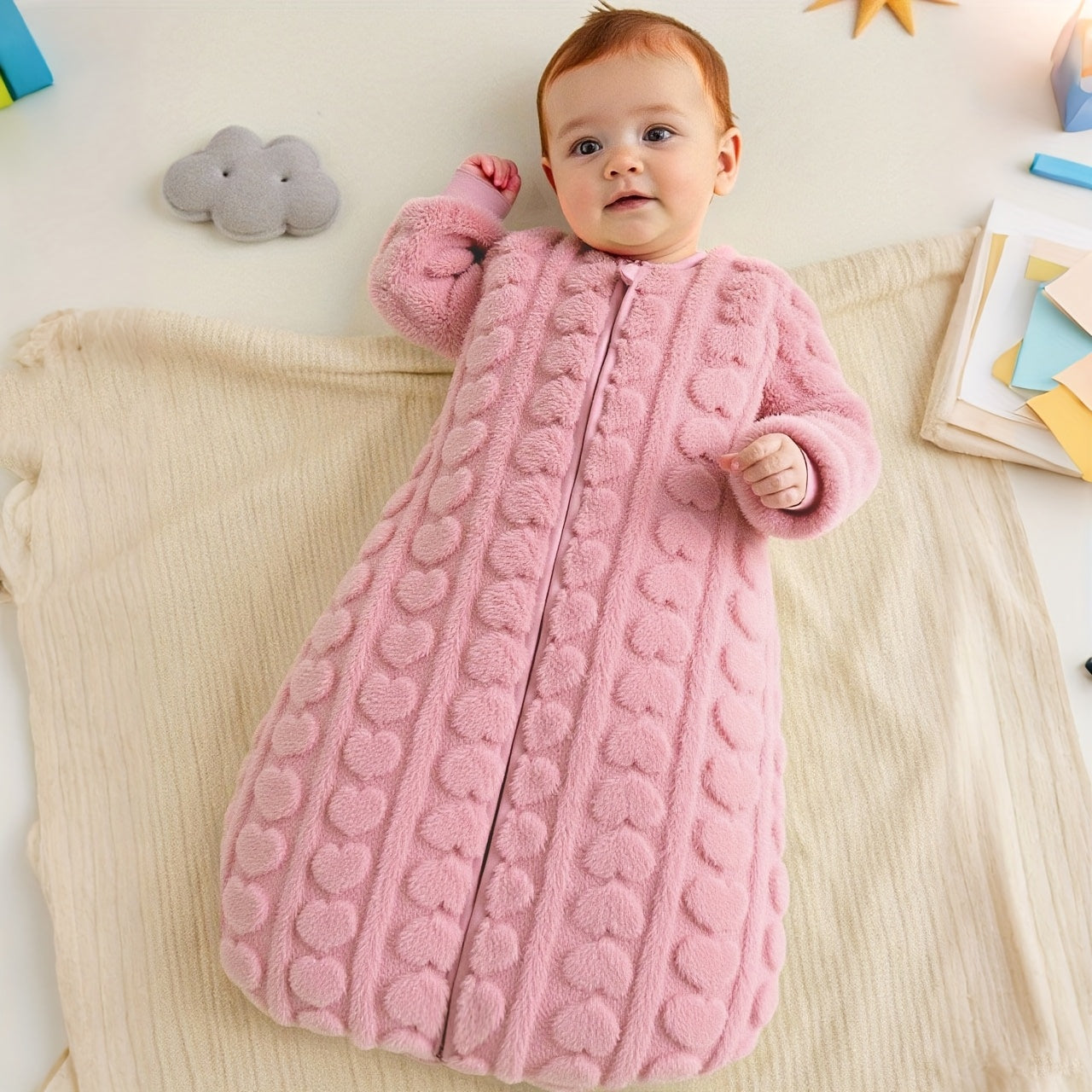 Bag with Plush Baby Sleeping Heart Relief for Warm and Comfortable Sleep