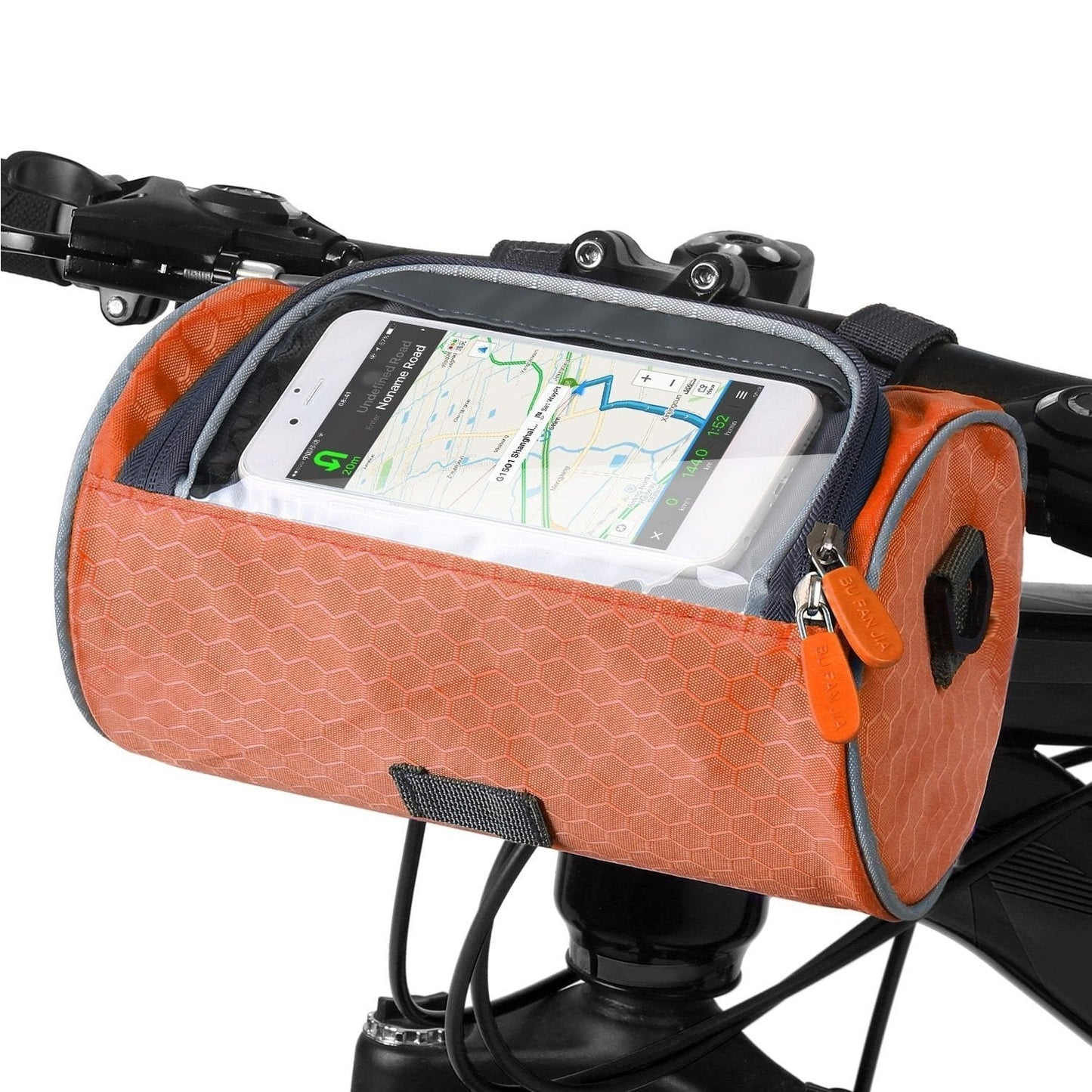Holder with Practical Bicycle Handlebar Bag with Smartphone and Water-Resistant Material