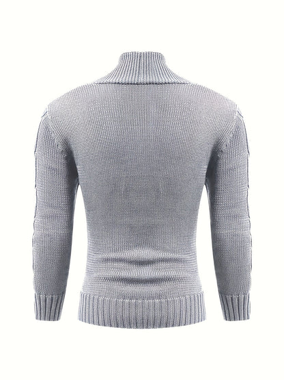 Men's Cable Knit Cardigan with V-Neck for Comfortable and Versatile