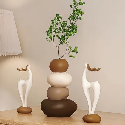Vase with Decorative Resin Set with Sculptural Stone Design for Interiors
