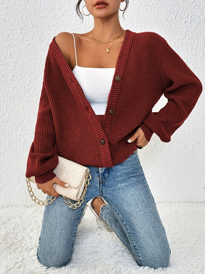 Autonomous Solid Knit Cardigan for Stylish and Warm for Spring and Autumn