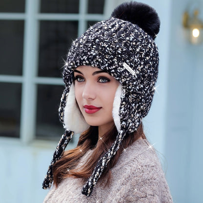 Olivia Warm Winter Hat for Knitted Hat with Fleece and Ear Flaps