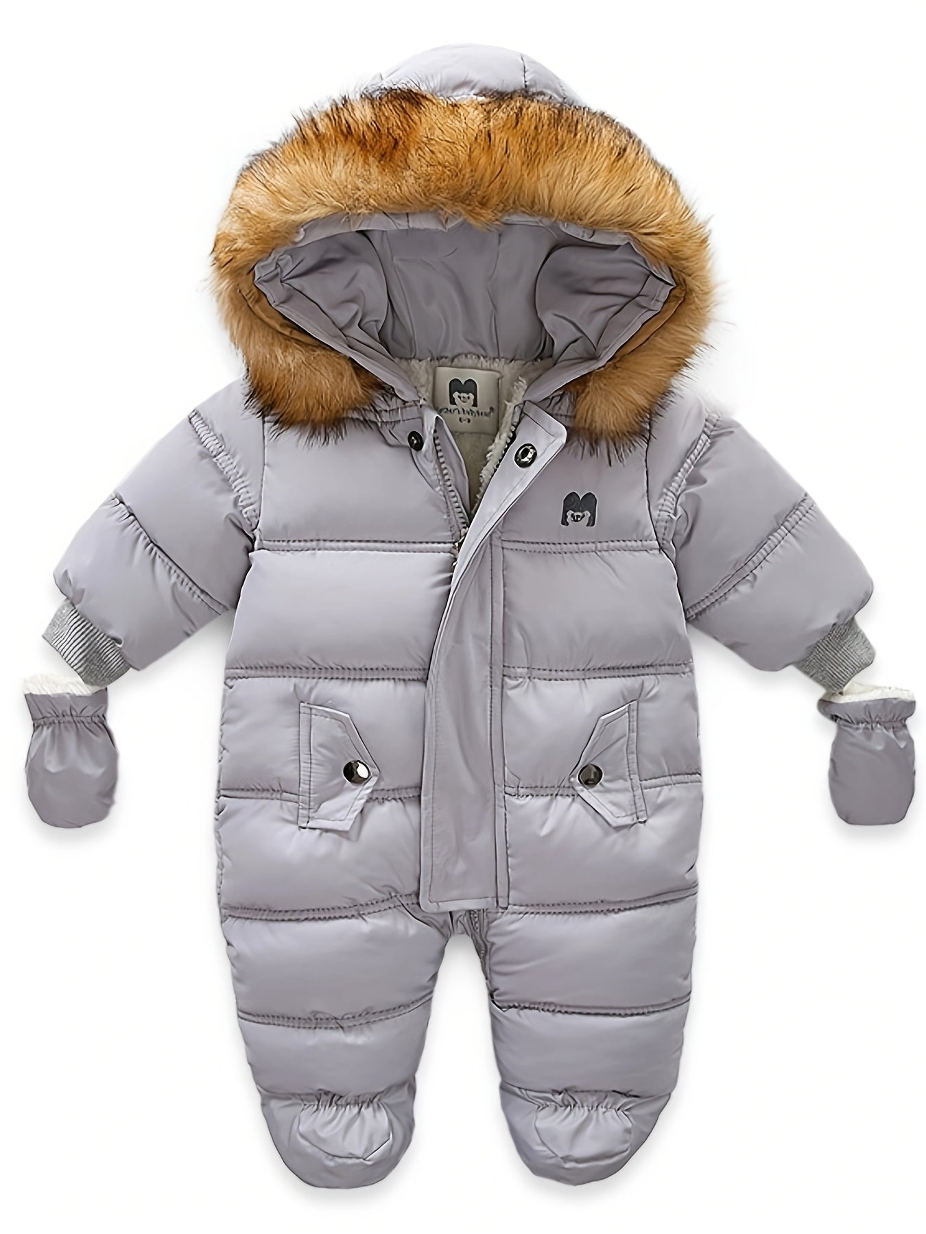Snowy Baby Romper for Warm Winter Onesie with Hood for Outdoors