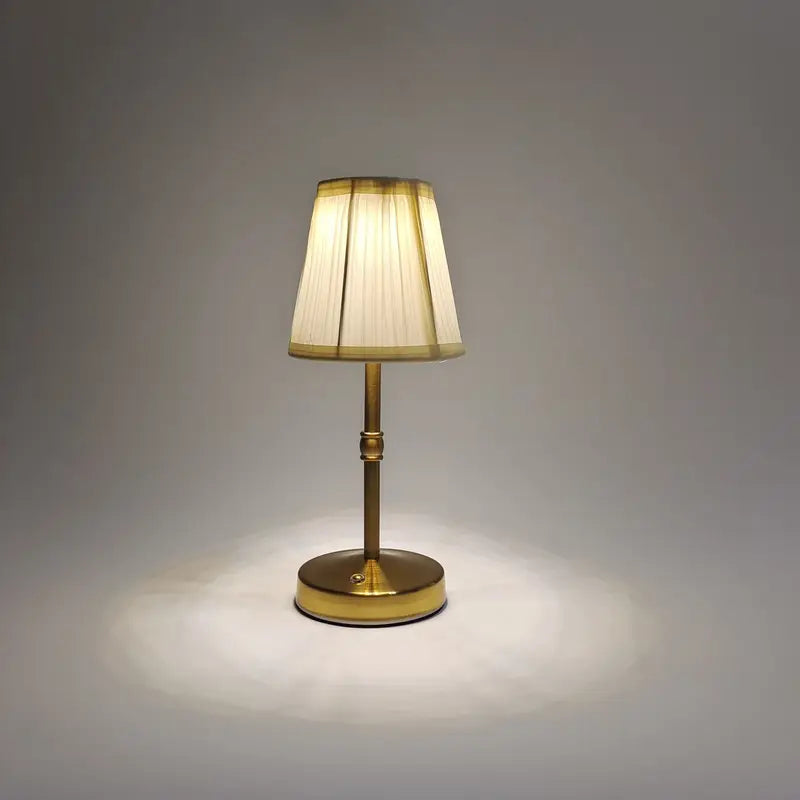 Wireless Table Lamp with Linen Shade and Brass Base for Warm Light