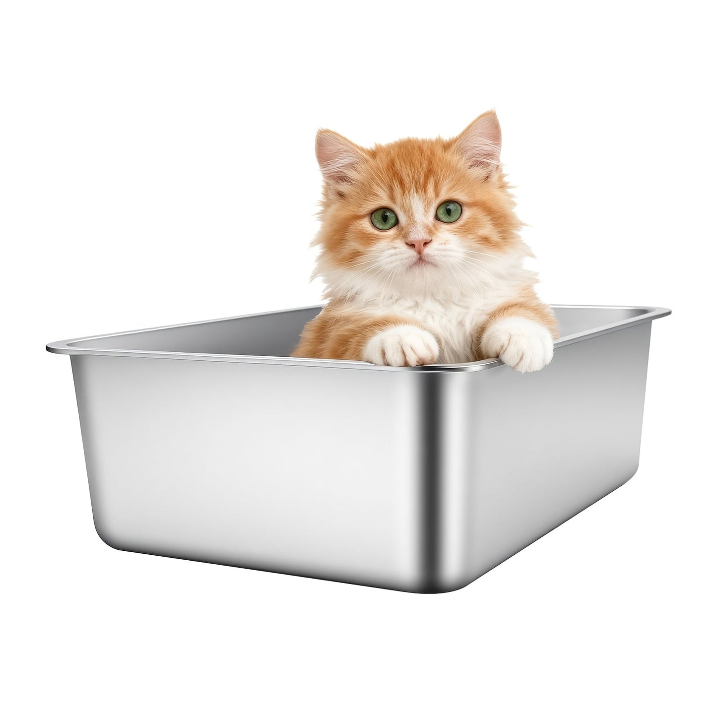 Extra Large Stainless Steel Cat Litter Tray with Low Entry with Durable and Hygienic Design