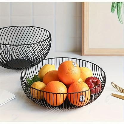 Table with Round Metal Fruit Bowl for and Kitchen with Minimalist and Decorative Design