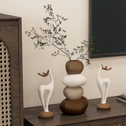 Vase with Decorative Resin Set with Sculptural Stone Design for Interiors