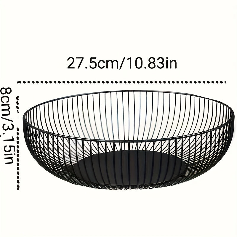Table with Round Metal Fruit Bowl for and Kitchen with Minimalist and Decorative Design