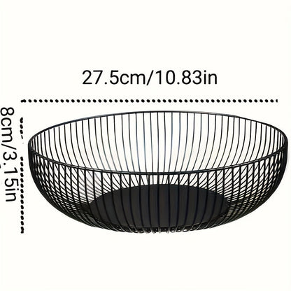 Table with Round Metal Fruit Bowl for and Kitchen with Minimalist and Decorative Design