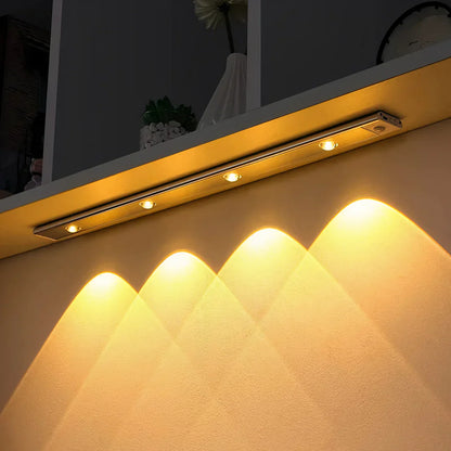 Cabinet with Wireless LED Lighting with Motion Sensor and Rechargeable Battery for Convenience