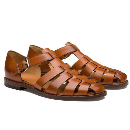 Sandals with Men's Summer Closed Toe and Adjustable Buckle