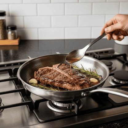 Pan with Stainless Steel Frying Without Coating for Suitable for Induction