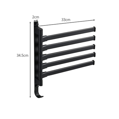 Rack with Towel Design for Bathroom with Five Rotatable Arms and Matte Black Finish
