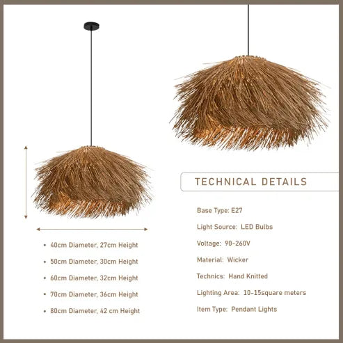 Pendant Light with Handmade Rattan Design for a Warm Natural Atmosphere in Your Home