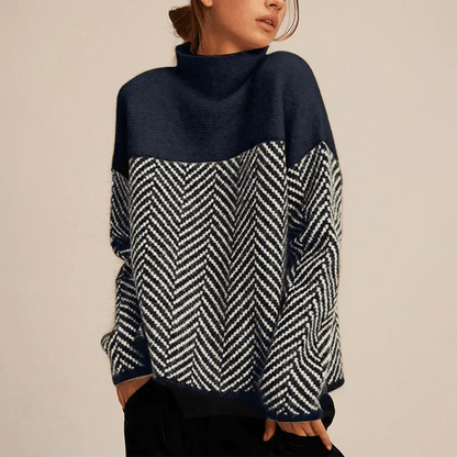 Knitted Women's Jumper with High Collar with Soft, Warm and Modern Design