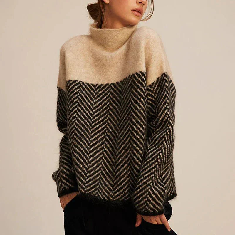 Knitted Women's Jumper with High Collar with Soft, Warm and Modern Design