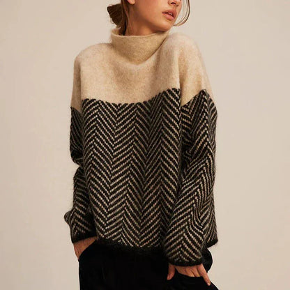 Knitted Women's Jumper with High Collar with Soft, Warm and Modern Design