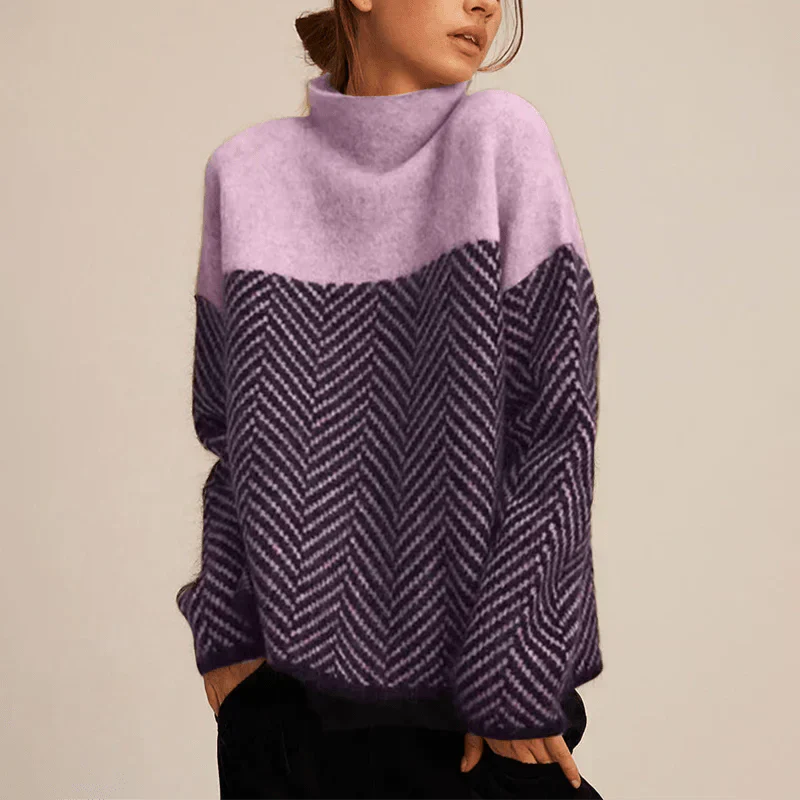 Knitted Women's Jumper with High Collar with Soft, Warm and Modern Design