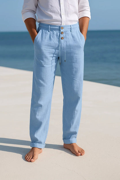 Men's Linen Trousers with Straight Fit and Breathable Summer Comfort